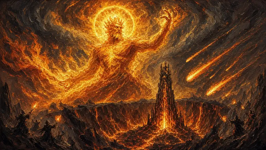 Original fantasy illustration for Solusek Ro, the Burning Prince